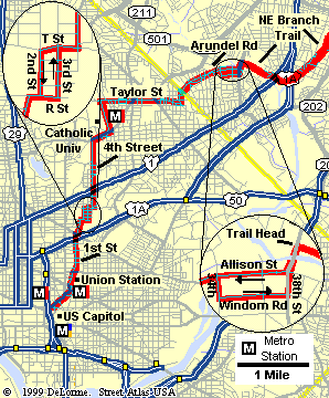 Detailed route to Downtown DC